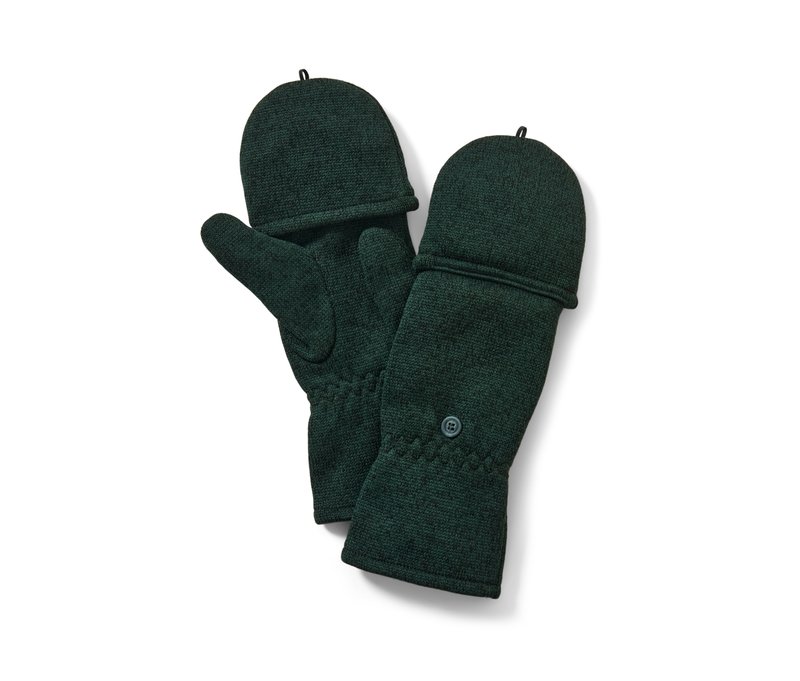 Tchibo - Strickfleece-Klappfäustlinge - Unisex - Gr. 6,5 - dunkelgrün