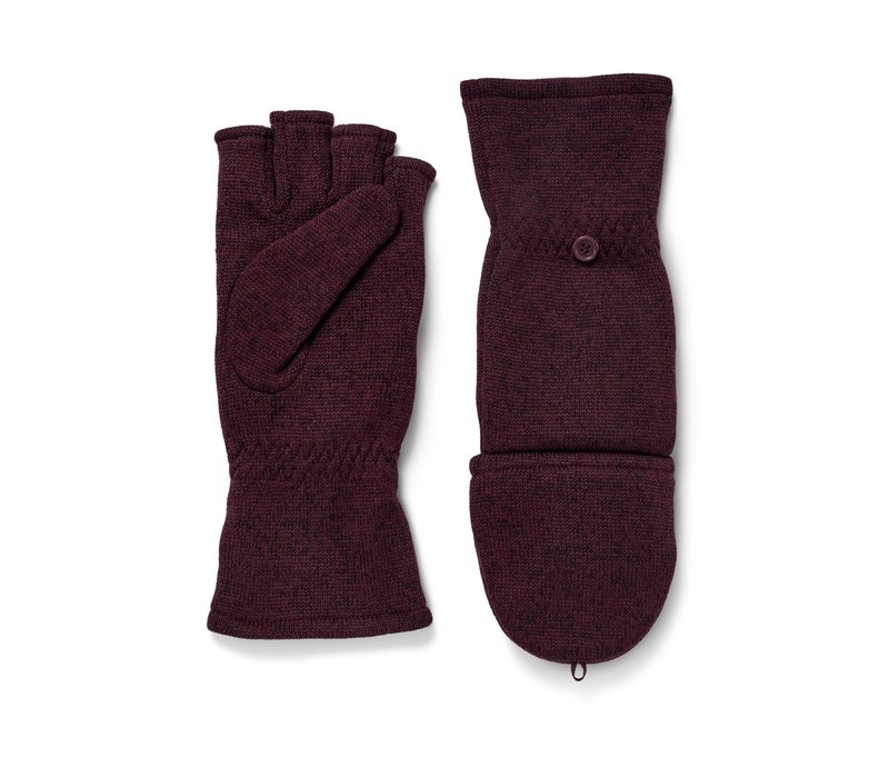 Tchibo - Strickfleece-Klappfäustlinge - Unisex - Gr. 6,5 - bordeaux