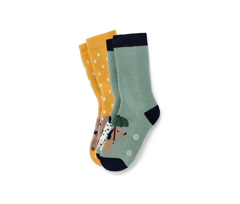 Tchibo - 2 Paar Kinder-Antirutsch-Socken - Unisex - Gr. 27-30 - gelb/jacquard