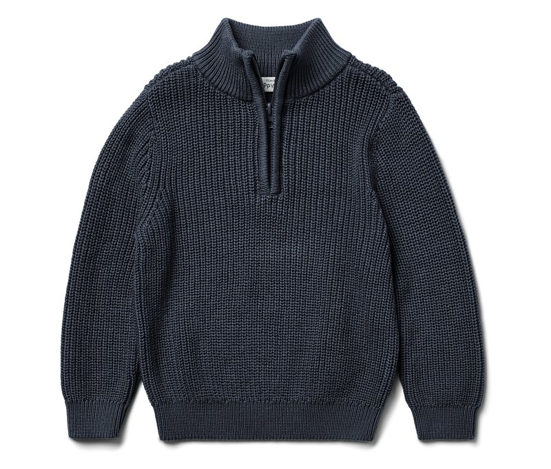 Tchibo - Kinder-Strickpullover »Troyer« - Unisex - Gr. 98/104 - dunkelblau