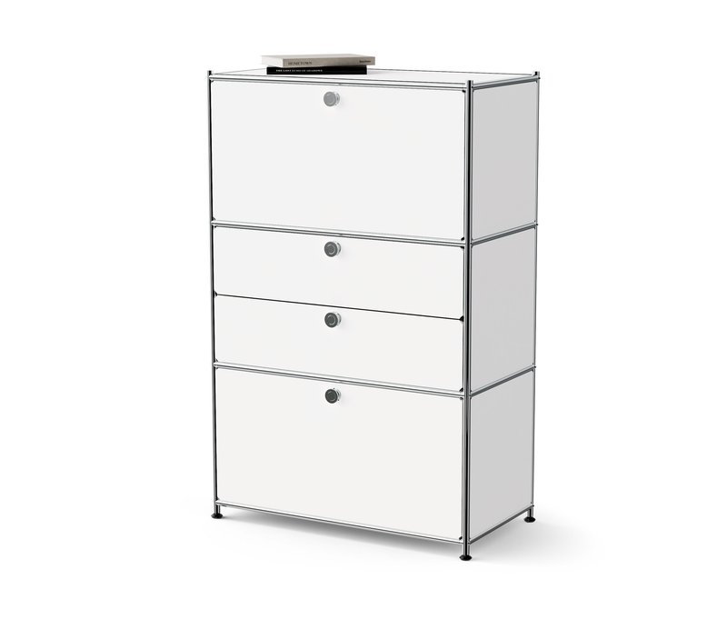 Tchibo - Kommode Metall »Cn3« mit 2 Klappenfächern und 2 Schubladen - 77x40x120,3cm - chrom - Stahl / Aluminium / Kunststoff