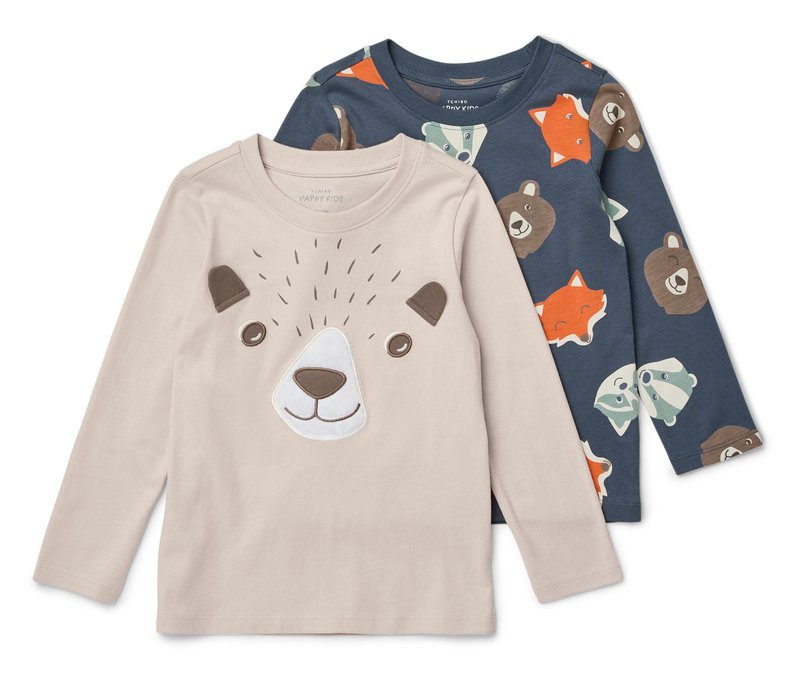 Tchibo - 2 Kinder Langarmshirts - Unisex - Gr. 110/116 - dunkelblau