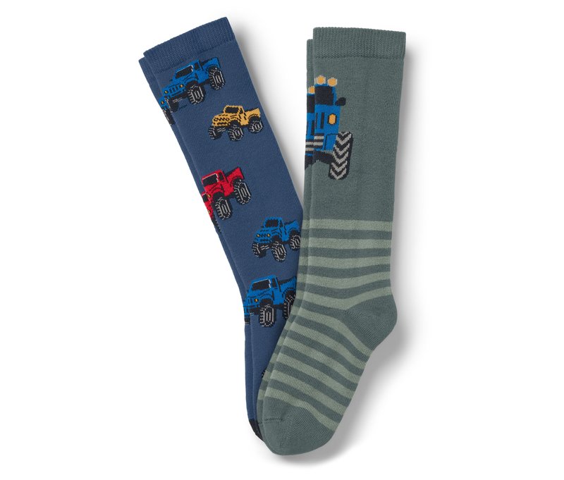 Tchibo - 2 Paar Kinder-Gummistiefel-Socken - Baby - Gr. 23-26 - dunkelgrün/jacquard