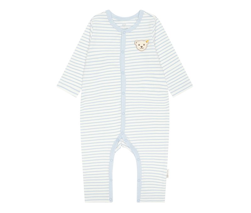 Steiff Baby-Strampler mit Knopfleiste - Baby - Gr. 68 - hellblau/gestreift
