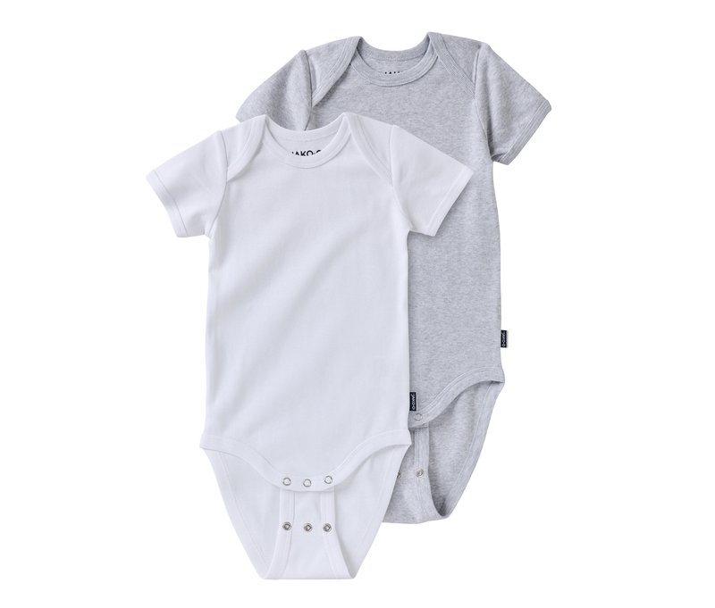 Tchibo - 2 Jako-O Baby-Bodys mit Mitwachsfunktion - Baby - Gr. 56/62 - hellgrau