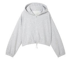 Tom Tailor Cropped Sweatjacke in Melangeoptik - Mädchen - Gr. 128 - grau