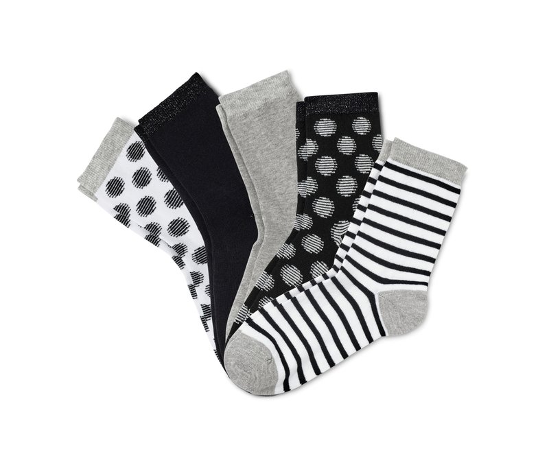 Tchibo - 5 Paar Socken - Mädchen - Gr. 27-30 - schwarz/gepunktet