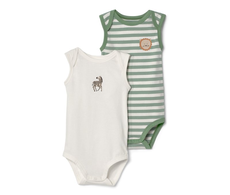 Tchibo - 2 Baby-Bodys mit Mitwachsfunktion - Baby - Gr. 50/56 - weiß/print