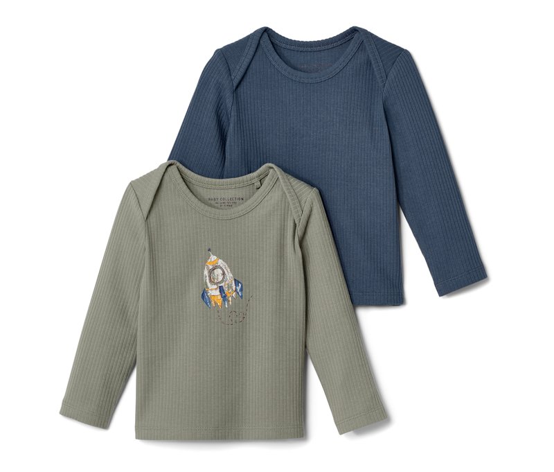 Tchibo - 2 Baby-Rippshirts - Baby - Gr. 50/56 - blau