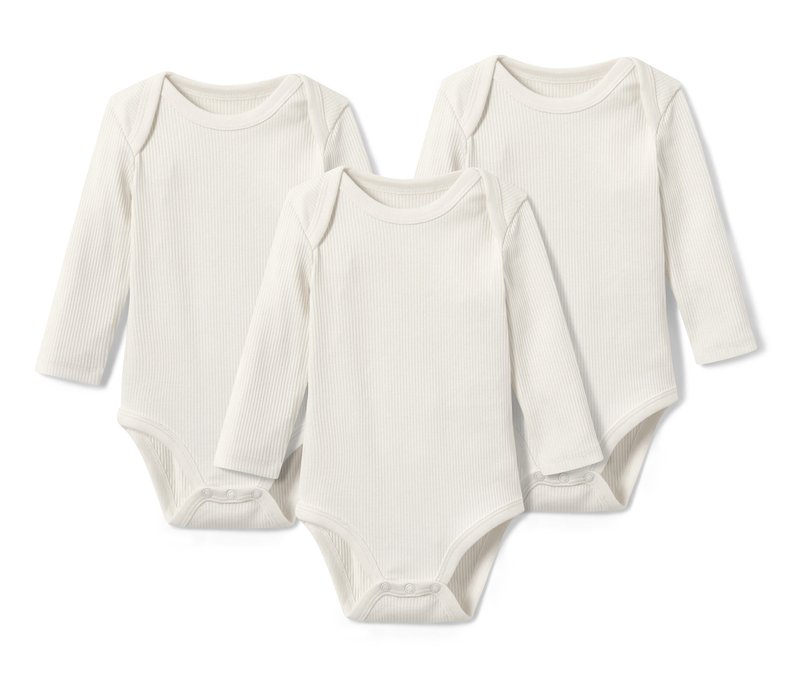 Tchibo - 3 Baby-Ripp-Langarmbodys - Baby - Gr. 98/104 - offwhite
