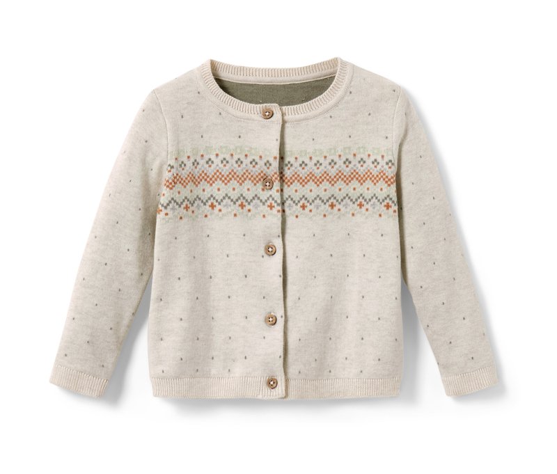 Tchibo - Kinder-Strickjacke - Kinder - Gr. 122/128 - beige/jacquard