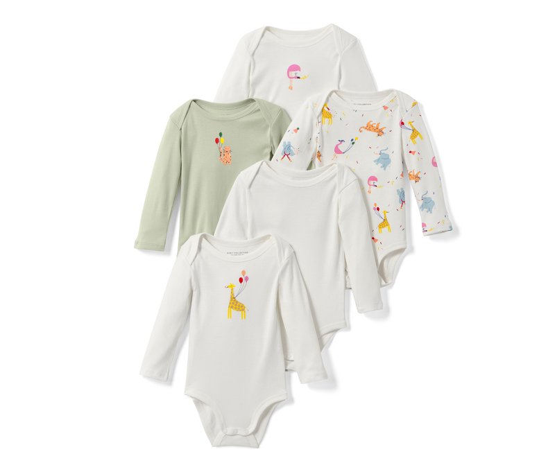 Tchibo - 5 Baby-Bodys mit Mitwachsfunktion - Baby - Gr. 86/92 - mintgrün/print