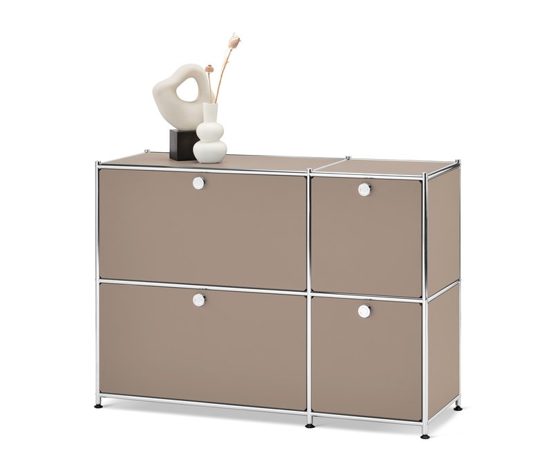 Tchibo - Sideboard Metall »Cn3« mit 4 Klappenfächern - 115,5x40x82,5cm - taupe - Stahl / Aluminium / Kunststoff