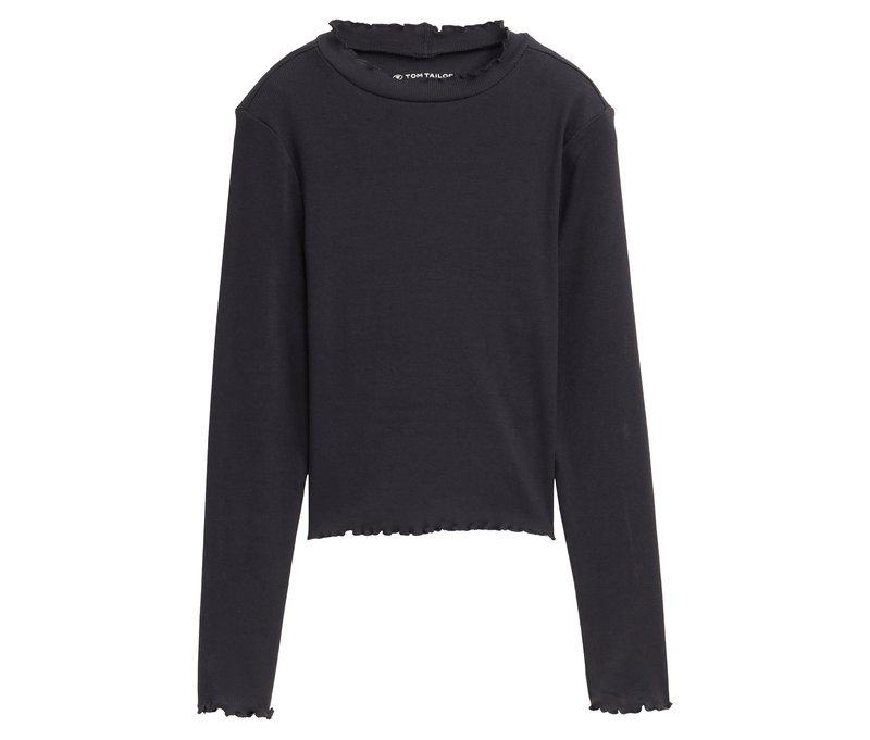 Tom Tailor Kinder-Ripp-Langarmshirt - Mädchen - Gr. 140 - dunkelgrau