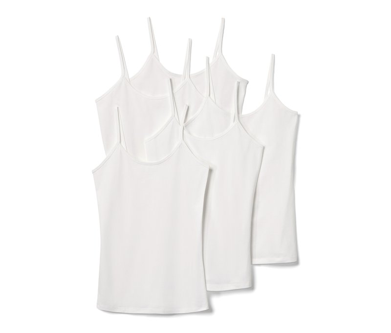 Tchibo - 5 Spaghetti-Hemdchen - Damen - Gr. L - weiß