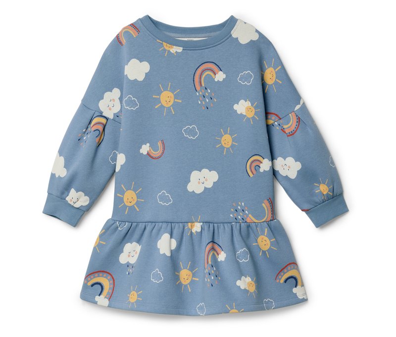 Tchibo - Kinder-Sweatkleid - Mädchen - Gr. 98/104 - blau/print