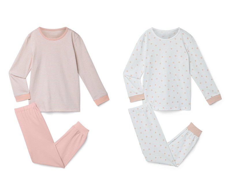 Tchibo - 2 Kinder-Pyjamas - Mädchen - Gr. 98/104 - weiß/print