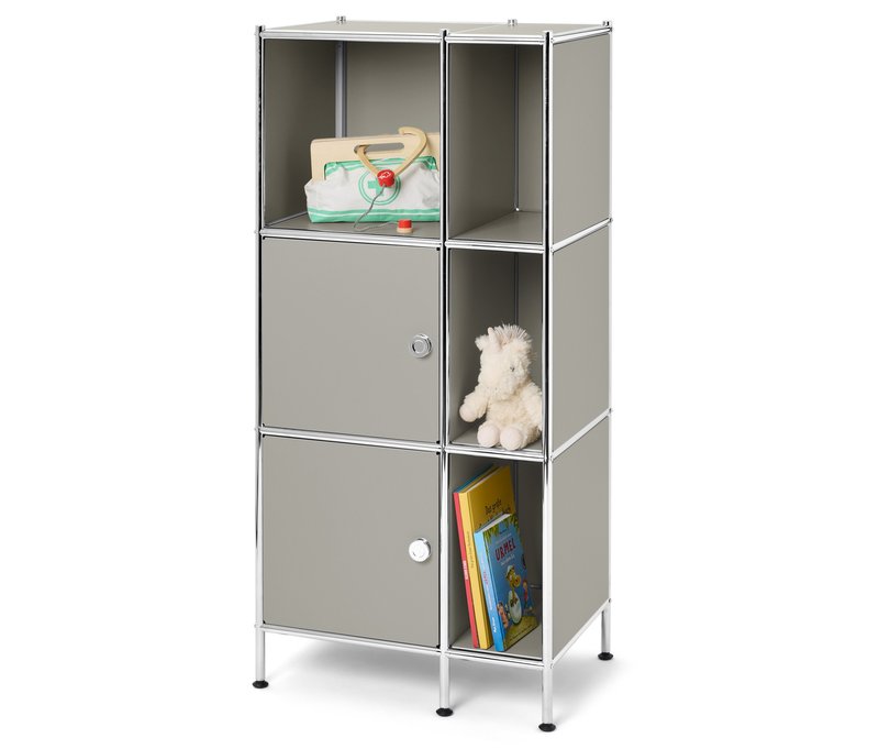 Tchibo - Regal Metall »Cn3 Kids« mit 2 Türen - 60x40x127cm - hellgrau - Stahl / Kunststoff / Kunststoff