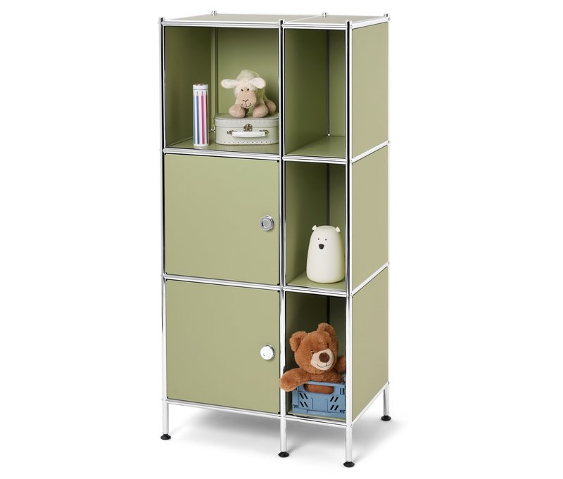 Tchibo - Regal Metall »Cn3 Kids« mit 2 Türen - 60x40x127cm - chrom - Stahl / Kunststoff / Kunststoff