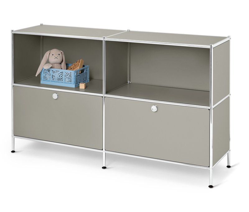 Tchibo - Sideboard Metall »Cn3 Kids« mit 2 Schubladen - 152x40x89,5cm - hellgrau - Stahl / Kunststoff / Kunststoff