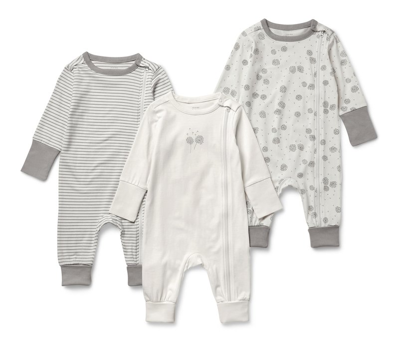 Tchibo - 3 Baby-Pyjamas - Baby - Gr. 50/56 - weiß/print