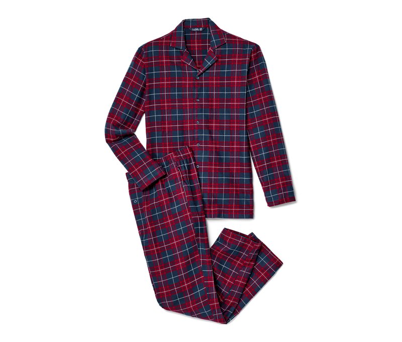 Tchibo - Flanell-Pyjama - Herren - Gr. M - bordeaux/kariert
