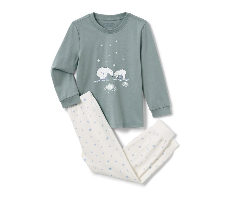 Tchibo - Kinder-Pyjama »Glow in the dark« - Kinder - Gr. 122/128 - silber/print