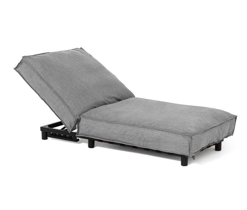 Tchibo - Premium-Einzel-Liege mit verstellbarem Kopfteil und Creacryl®-Allwetterstoff - 195x90x40cm - hellgrau - Aluminium / Acryl / Baumwolle