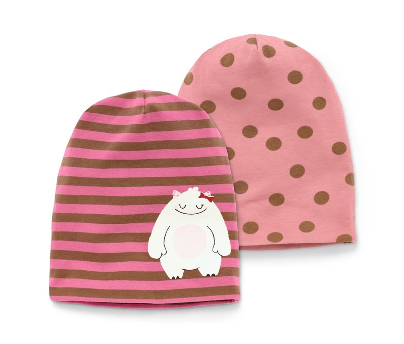 Tchibo - 2 Mützen - Kinder - Gr. 49-52 - rosa/print