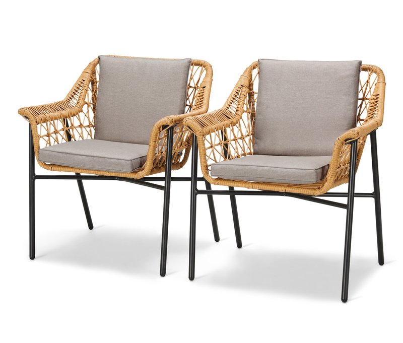 Tchibo - 2 Dining-Sessel mit Polyrattangeflecht - 71x60x87cm - hellgrau - Aluminium / Polyethylen / Polyester