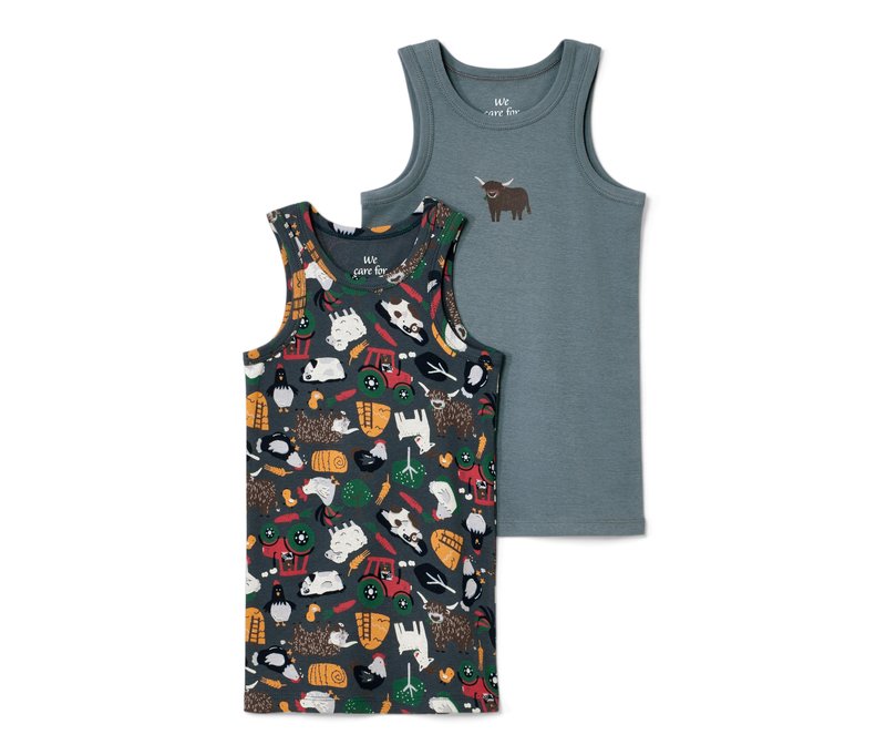 Tchibo - 2 Kinder-Unterhemden - Jungen - Gr. 110/116 - blau