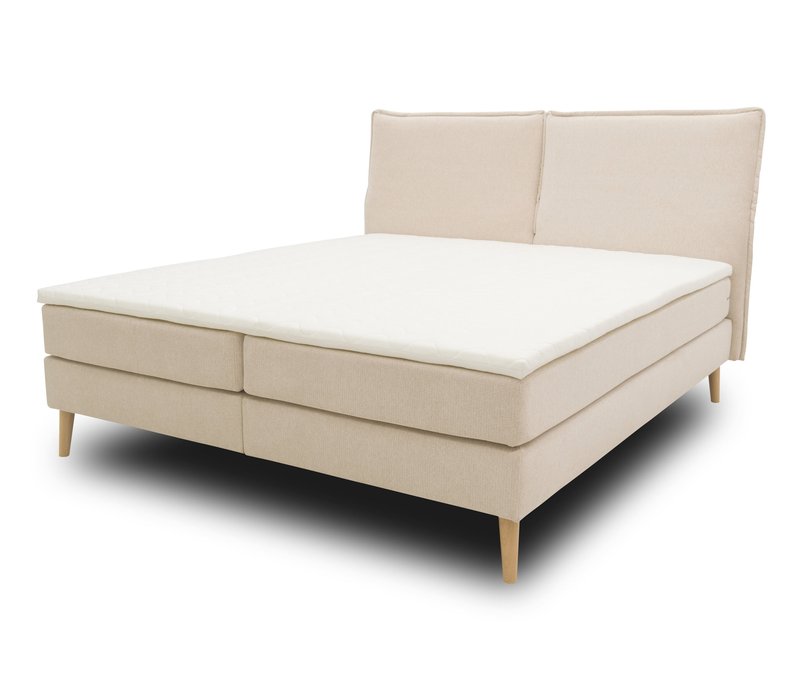 Domo Boxspringbett »Kopenhagen« mit Rückenfunktion - 187x210x85cm - beige - Polyester / Polyamid / Holz