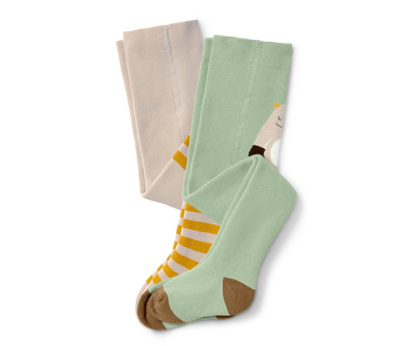 Tchibo - 2 Paar Thermo-Strumpfhosen - Kinder - Gr. 110/116 - hellgrün/jacquard