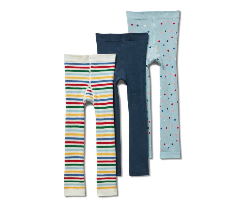 Tchibo - 3 Kinder-Frottee-Thermoleggings - Baby - Gr. 86/92 - graublau/jacquard