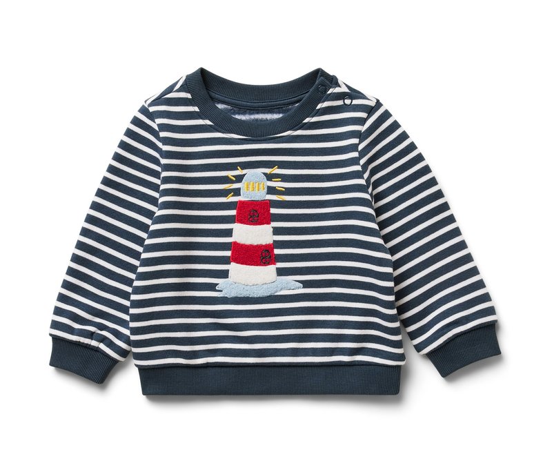 Tchibo - Baby-Sweatshirt mit angerauter Innenseite - Baby - Gr. 86/92 - weiß/gestreift