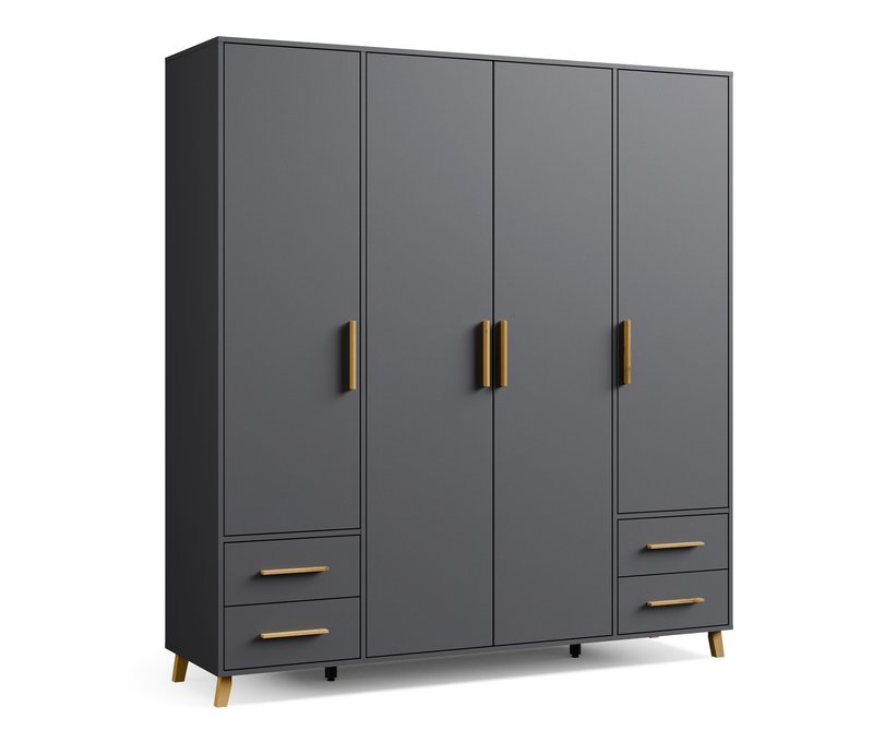 Rauch Drehtürenschrank »Shinjo« - 187x53x203cm - grau - Holz / Holz