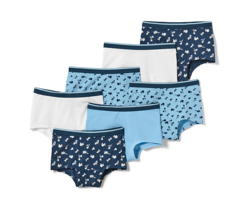Tchibo - 7 Mädchen-Pantys - Mädchen - Gr. 122/128 - dunkelblau/geblümt