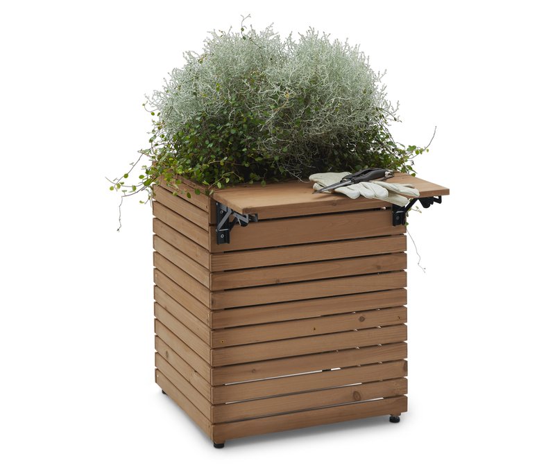 Tchibo - Pflanzkasten mit Ausklapptisch »Tinus« - 50x66x60cm - silber - Holz / Stahl / Polyethylen