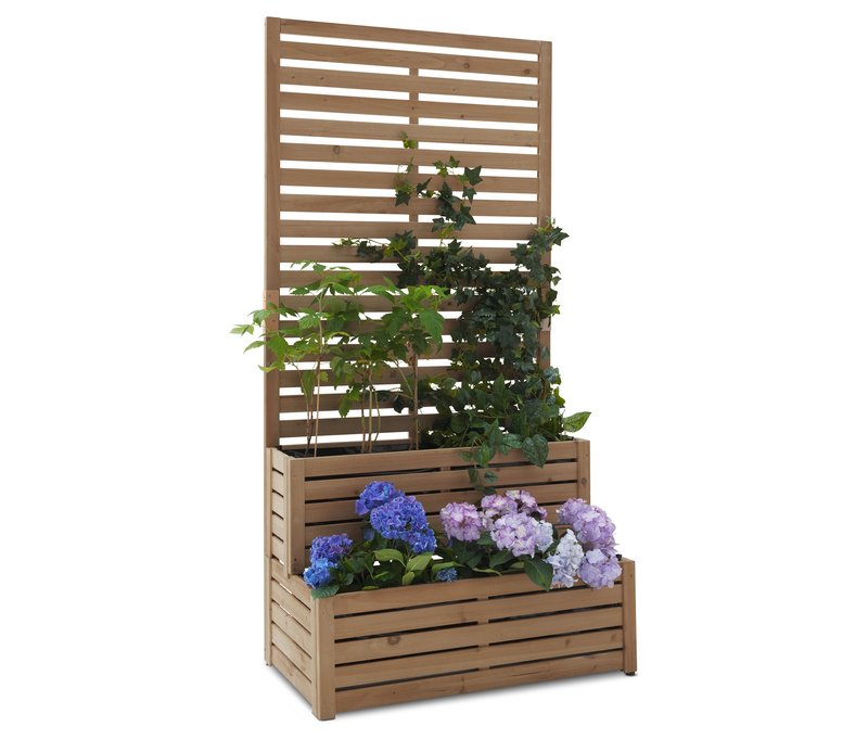 Tchibo - 2-in-1-Sichtschutz-Pflanztreppe - 90x50x180cm - schwarz - Holz / Stahl / Polyethylen