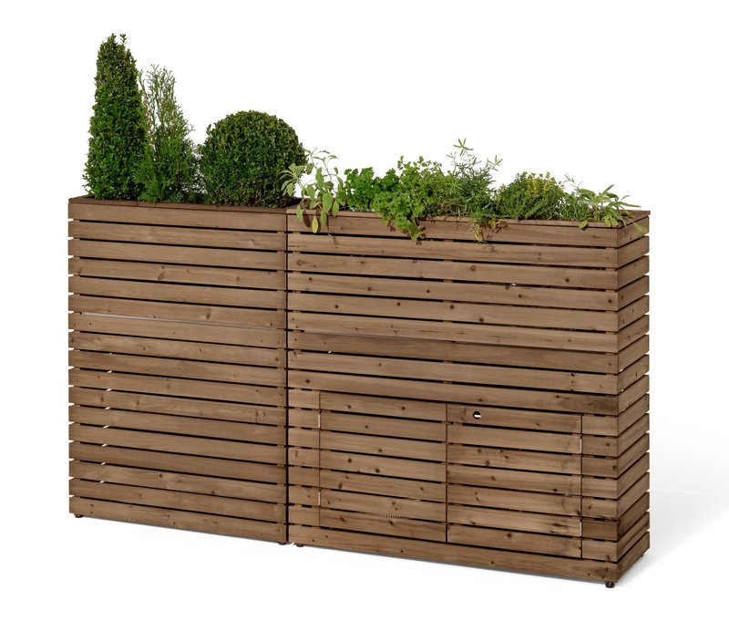 Tchibo - Pflanzkasten-Raumteiler »Tinus« mit Stauraum - 100x30x100cm - silber - Holz / Stahl / Polyethylen