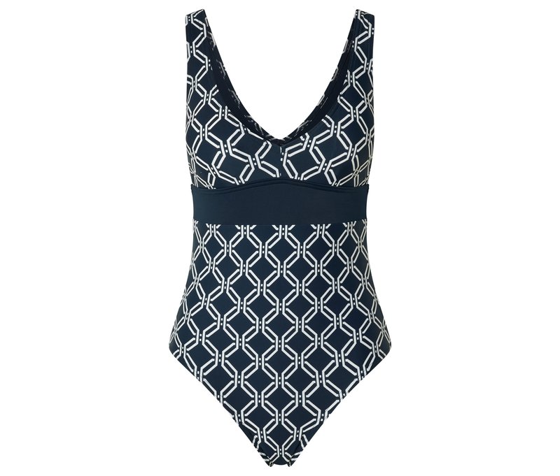 Tchibo - Badeanzug - Damen - Gr. 40 - dunkelblau/print