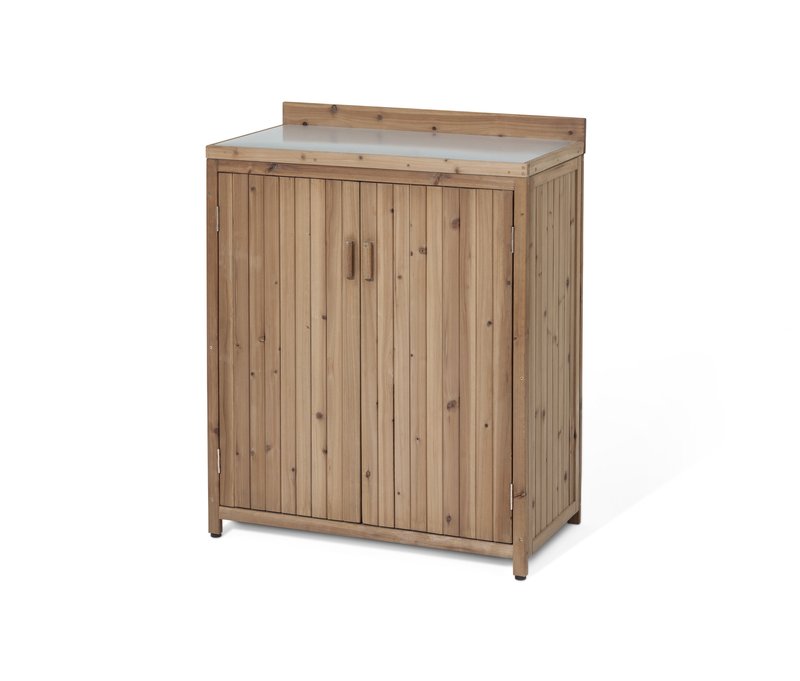 Tchibo - Kleiner Gartenschrank - 77x43x96,5cm - silber - Holz / Holz / Stahl
