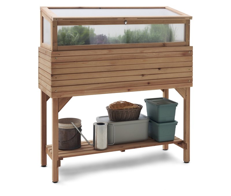 Tchibo - Hochbeet mit Frühbeetaufsatz - 110x40x120cm - silber - Holz / Polyethylen / Stahl