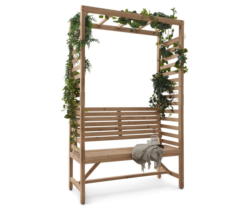 Tchibo - Gartenbank mit Rosenbogen - 130x60x210cm - schwarz - Holz / Stahl / Polypropylen