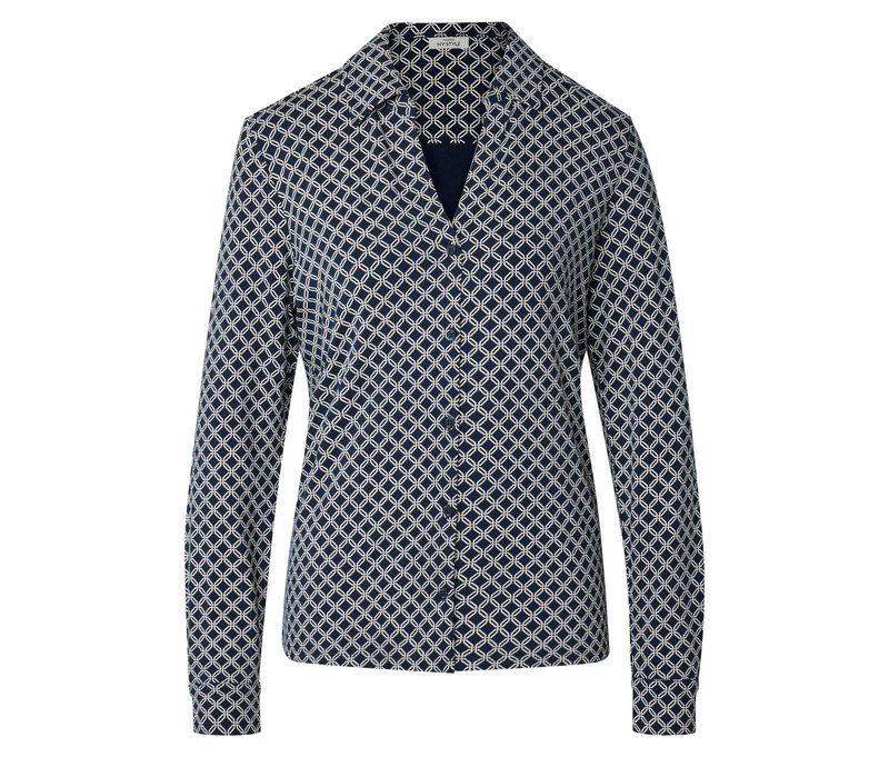 Tchibo - Blusenshirt mit Knopfleiste - Damen - Gr. XL - dunkelblau/print