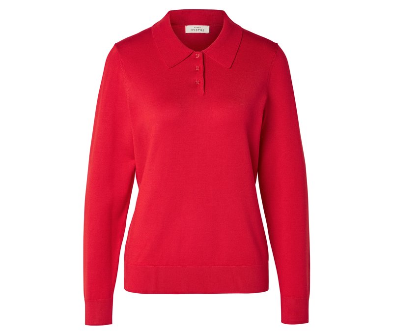 Tchibo - Feinstrickpullover mit Polokragen - Damen - Gr. L - rot