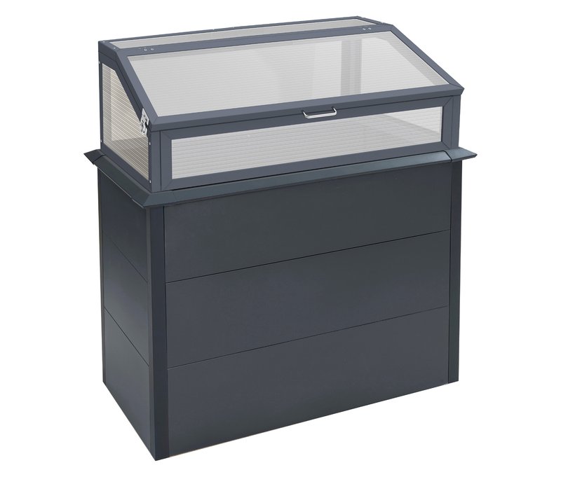 Tchibo - Metall-Hochbeet mit Stauraum und Aufsatz - 100x50x120cm - anthrazit - Metall / Aluminium / Polycarbonat