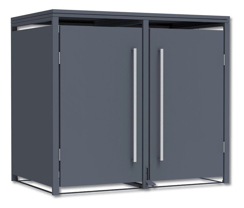 Tchibo - Mülltonnenbox mit Trethebel für 2 Mülltonnen á 240 l - 132x80x116cm - anthrazit - Stahl / Edelstahl