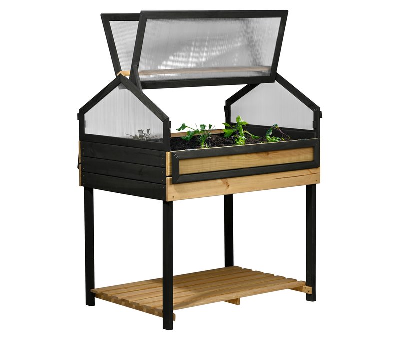 Tchibo - 4-Jahreszeiten-Hochbeet - 73x100x121,5cm - schwarz - Kiefernholz / Polycarbonat