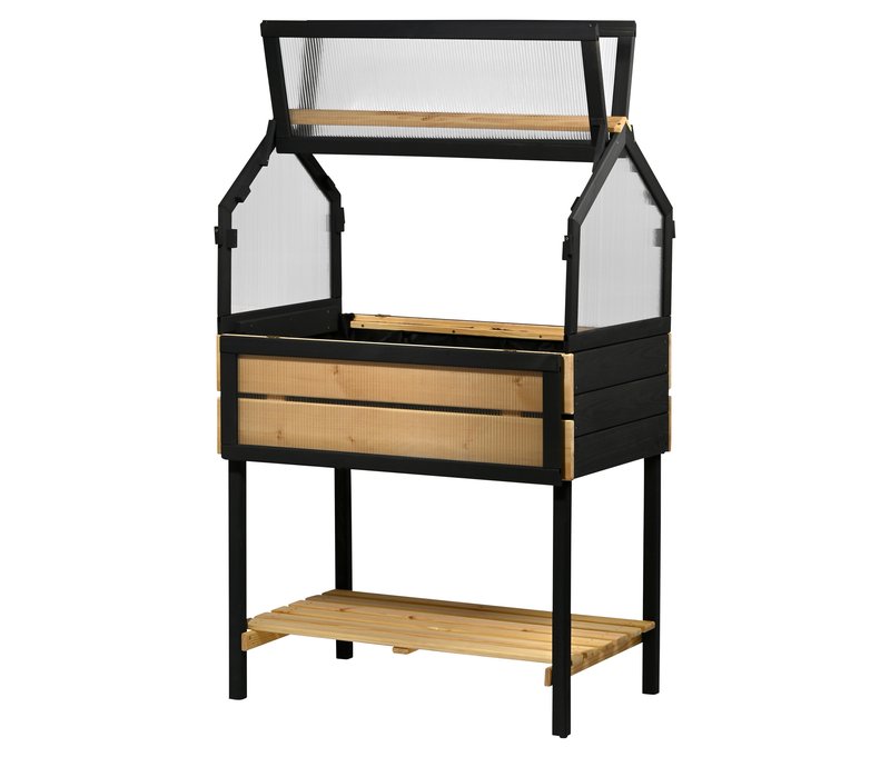 Tchibo - 4-Jahreszeiten-Hochbeet - 48x76x118cm - schwarz - Kiefernholz / Polycarbonat